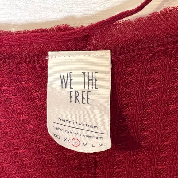 Free People Red Tunic Top Thermal Stretch Long Sleeve Drift V-Neck Small Women - Picture 6 of 8